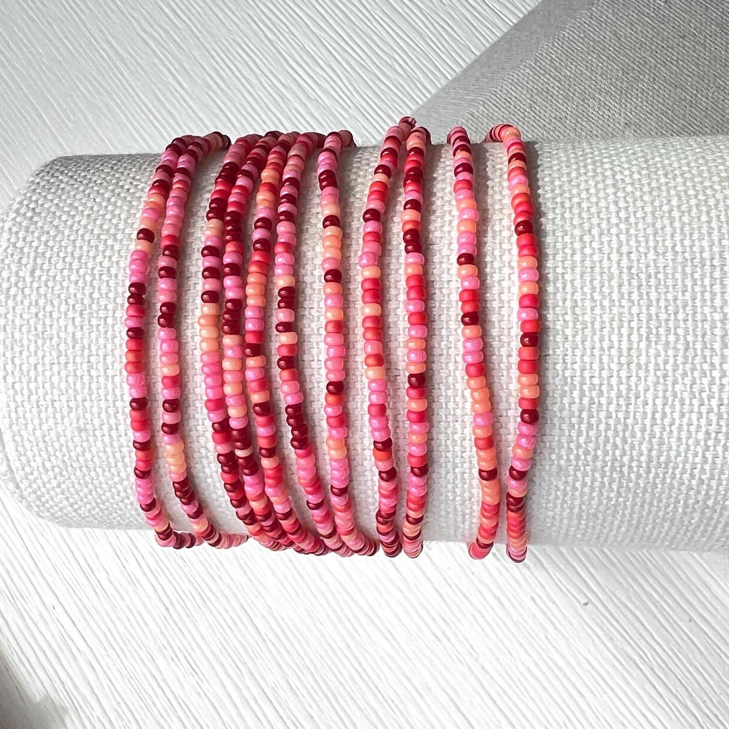 Seed Bead Bracelet – Stretch Elastic Multi Strand Boho Handmade Anklet