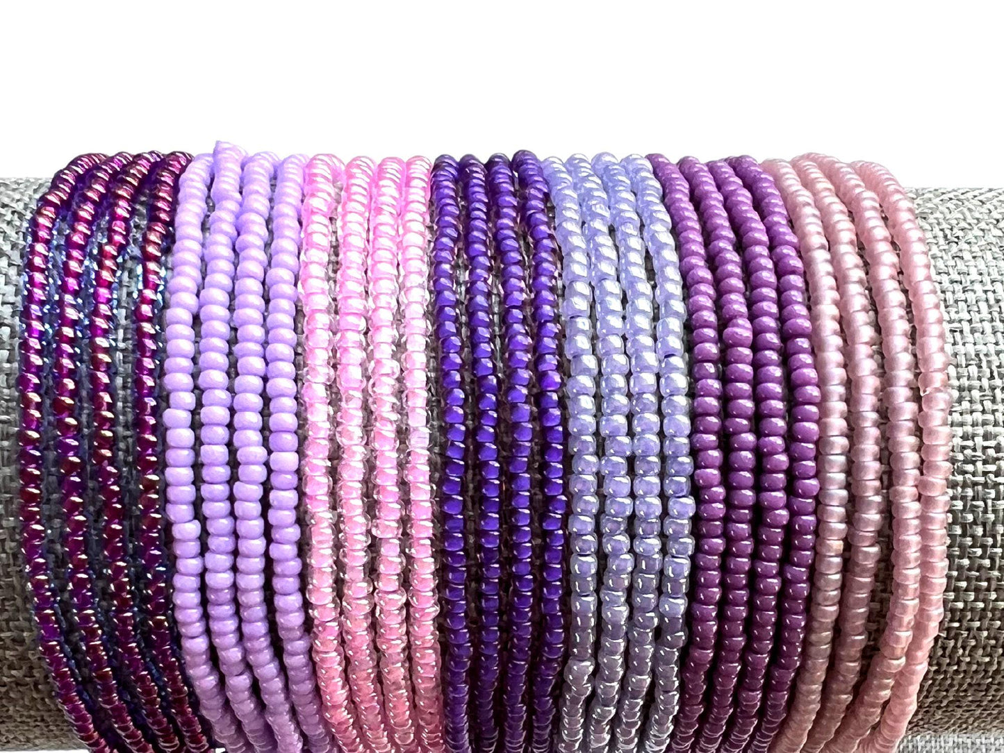 Purple Seed Bead Bracelet Handmade Glass Jewelry Stretch Elastic Design Stacking Bracelets Women Minimalist Boho Style Friendship Gift Idea Everyday Accessory Layering Jewelry Collection Tiny Glass Beads Premium Quality Construction