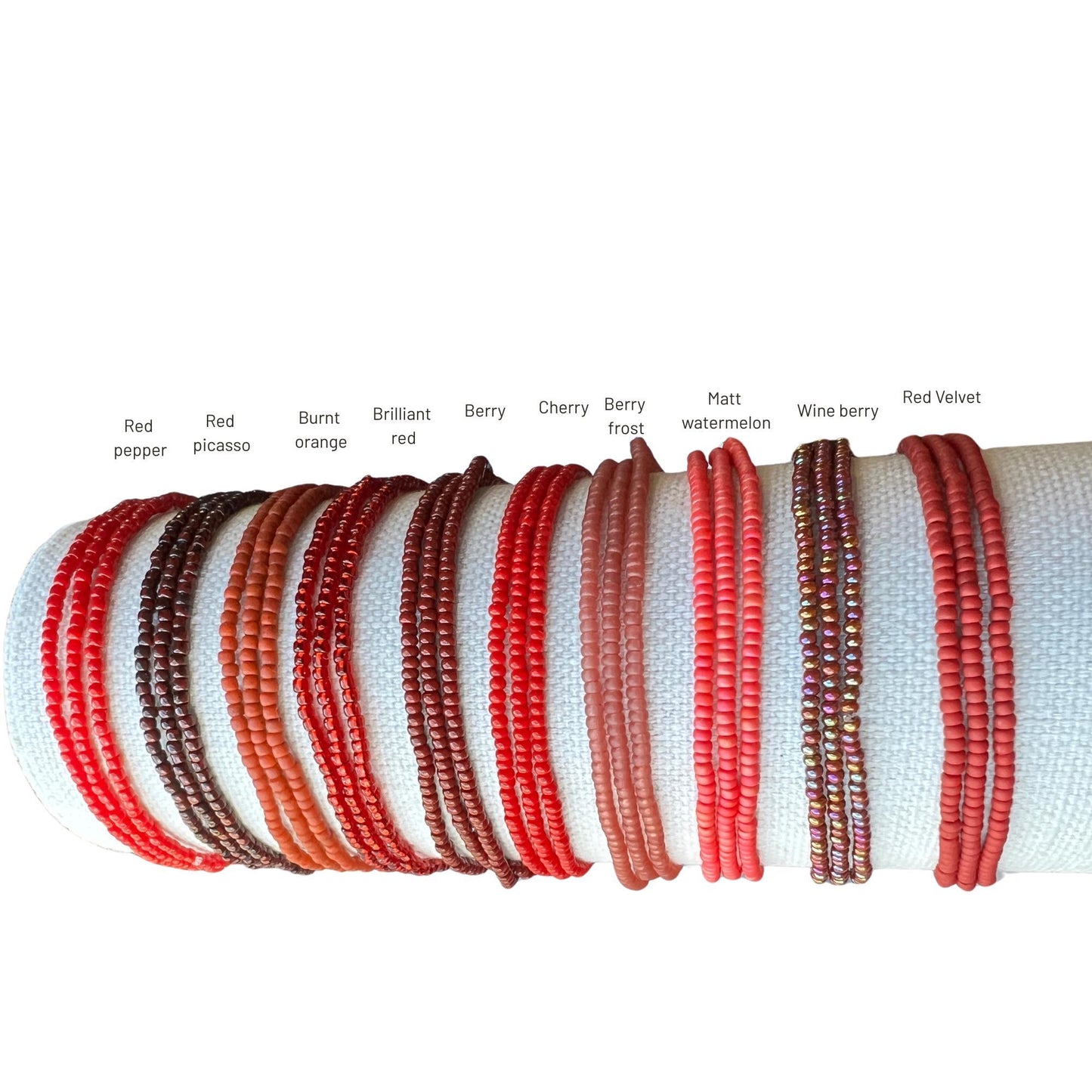 Red Glass Bead Bracelet Handmade Seed Beads Stretch Design Boho Style Jewelry Women Stackable Bracelet Collection Minimalist Fashion Accessory Everyday Casual Wear Tiny Beaded Jewelry Perfect Gift Summer Style Beach Accessories Festival