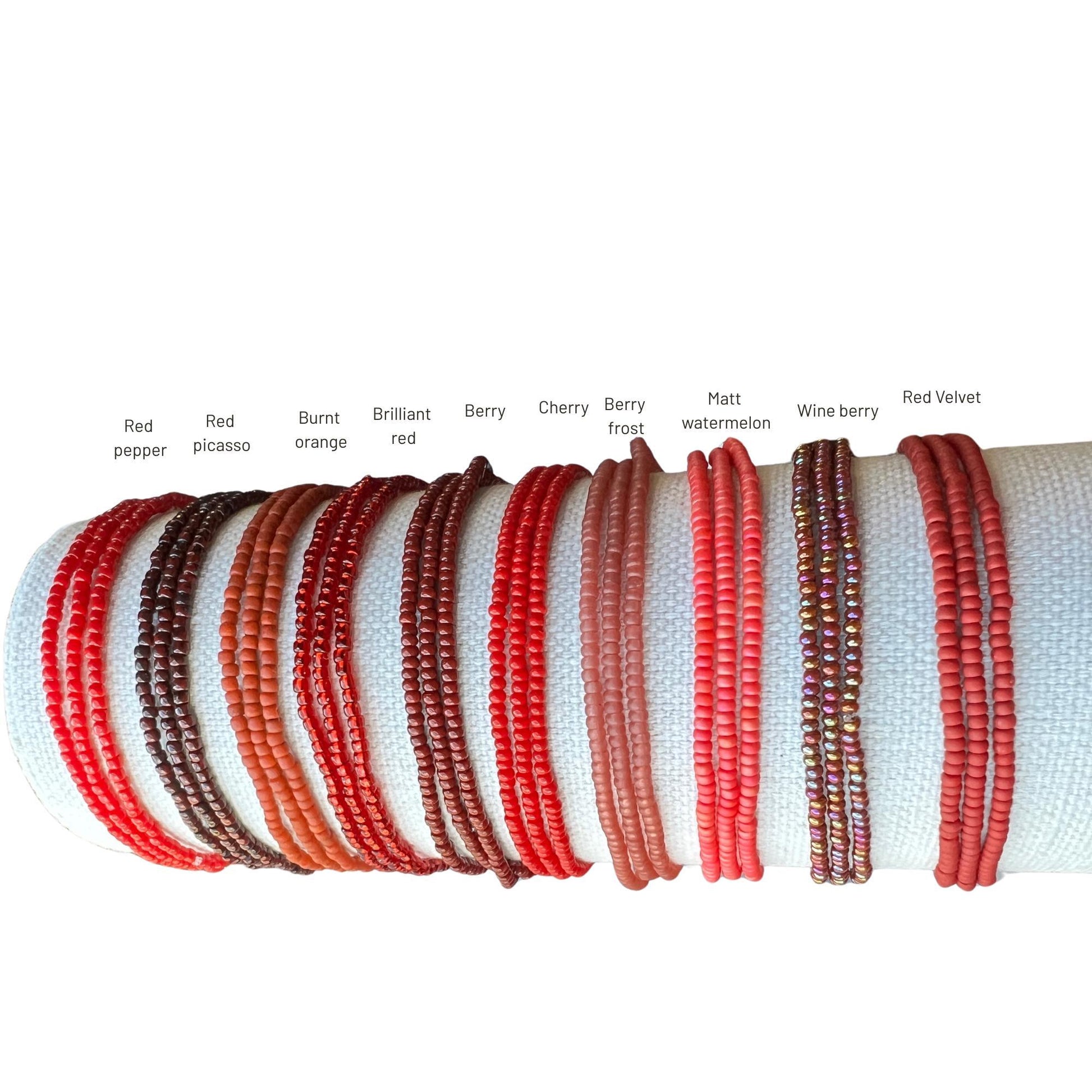 Red Glass Bead Bracelet Handmade Seed Beads Stretch Design Boho Style Jewelry Women Stackable Bracelet Collection Minimalist Fashion Accessory Everyday Casual Wear Tiny Beaded Jewelry Perfect Gift Summer Style Beach Accessories Festival