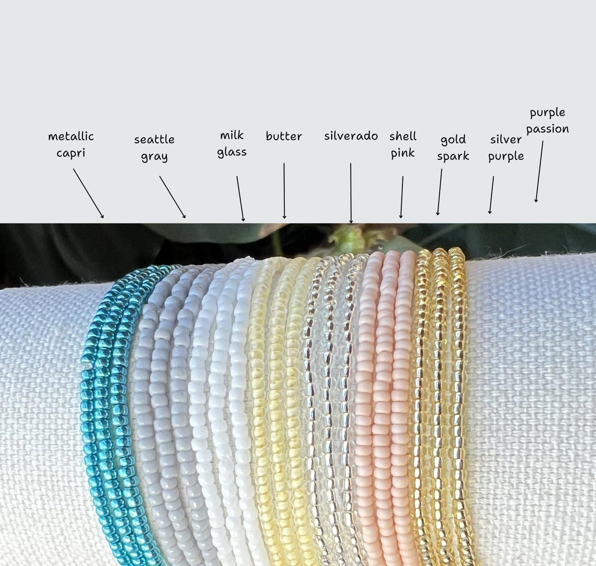 Seed Bead Bracelet – Handmade Stackable Bohemian Stretch Design - Stones + Paper