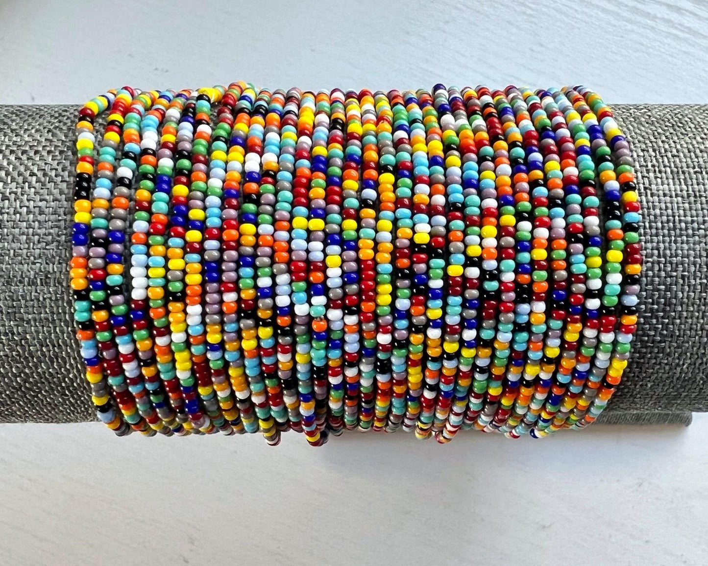 Seed Bead Bracelet Set – Stackable Stretch Boho Festival Jewelry - Stones + Paper