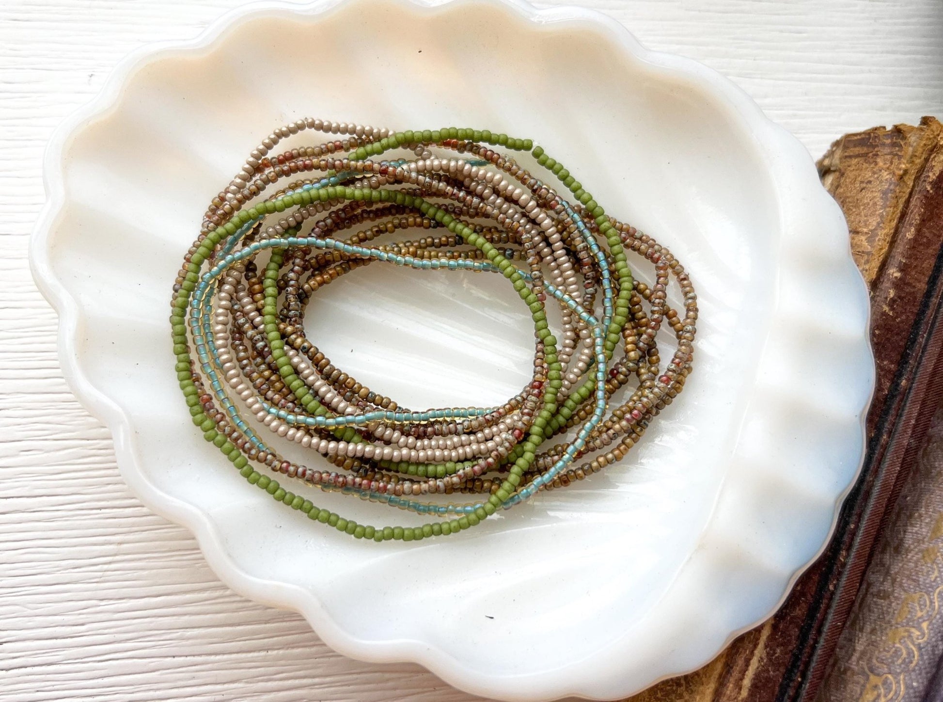 Seed Bead Bracelet – Stackable Friendship Set in Handmade Earth Tones - Stones + Paper