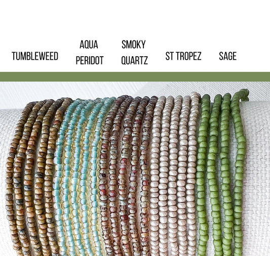 Seed Bead Bracelet – Stackable Friendship Set in Handmade Earth Tones - Stones + Paper