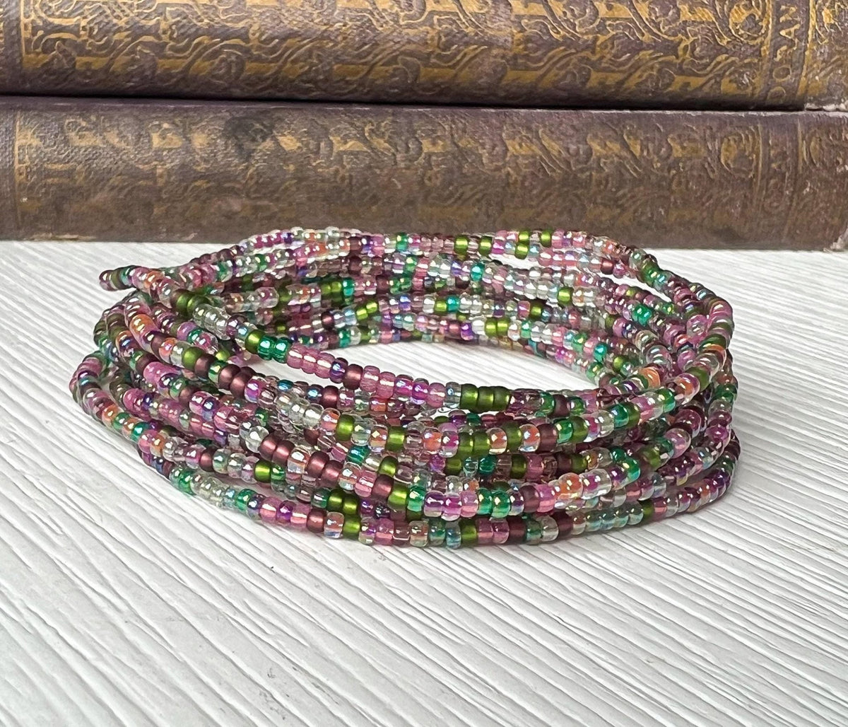 Seed Bead Bracelet – Stretch Friendship Gift Handmade Boho Stackable - Stones + Paper