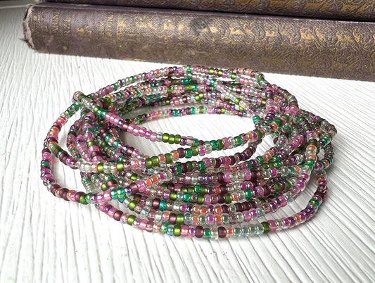 Seed Bead Bracelet – Stretch Friendship Gift Handmade Boho Stackable - Stones + Paper