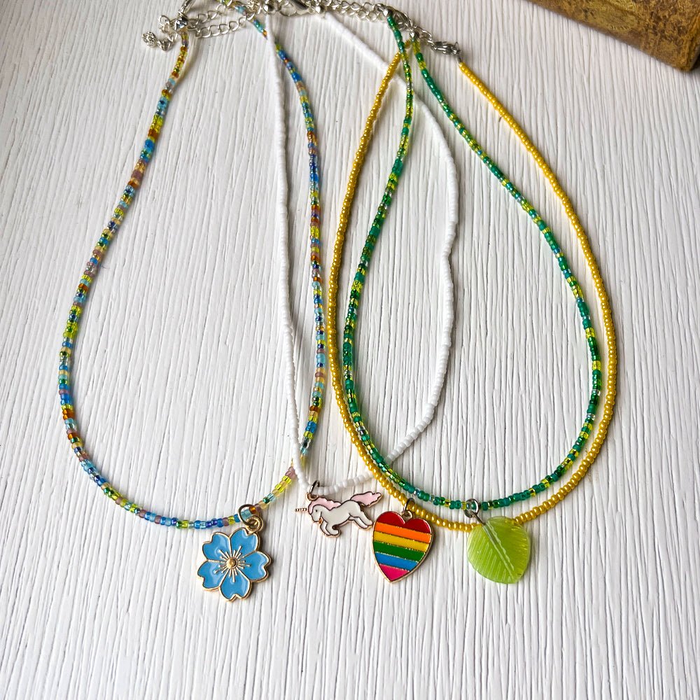 Seed Bead Charm Necklace - June 4 6 - 7 pm - Stones + Paper