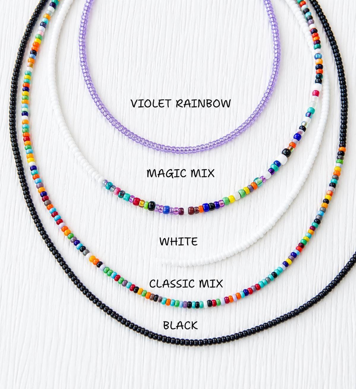 Seed Bead Necklace – Handmade Glass Choker Boho Minimalist Jewelry - Stones + Paper