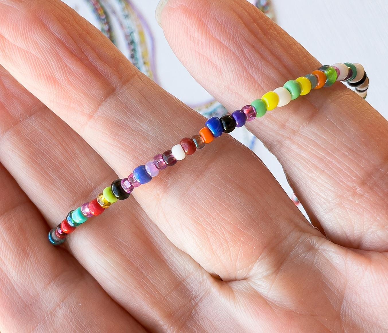 Seed Bead Necklace – Handmade Glass Choker Boho Minimalist Jewelry - Stones + Paper