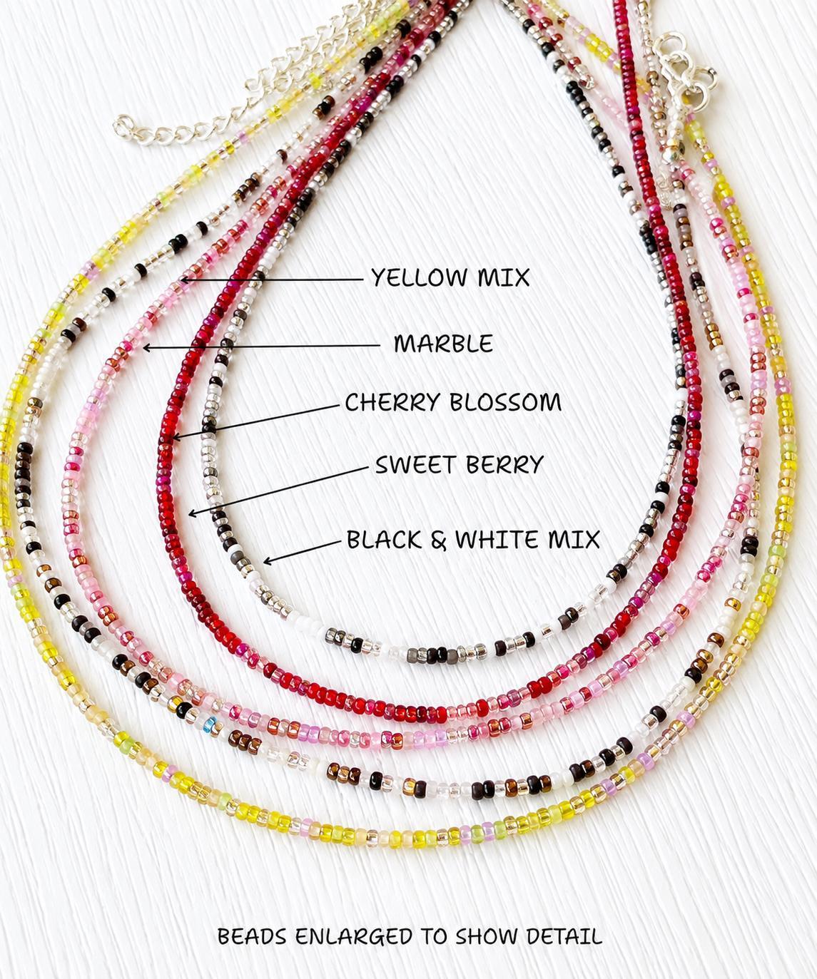 Seed Bead Necklace – Handmade Glass Choker Boho Minimalist Jewelry - Stones + Paper