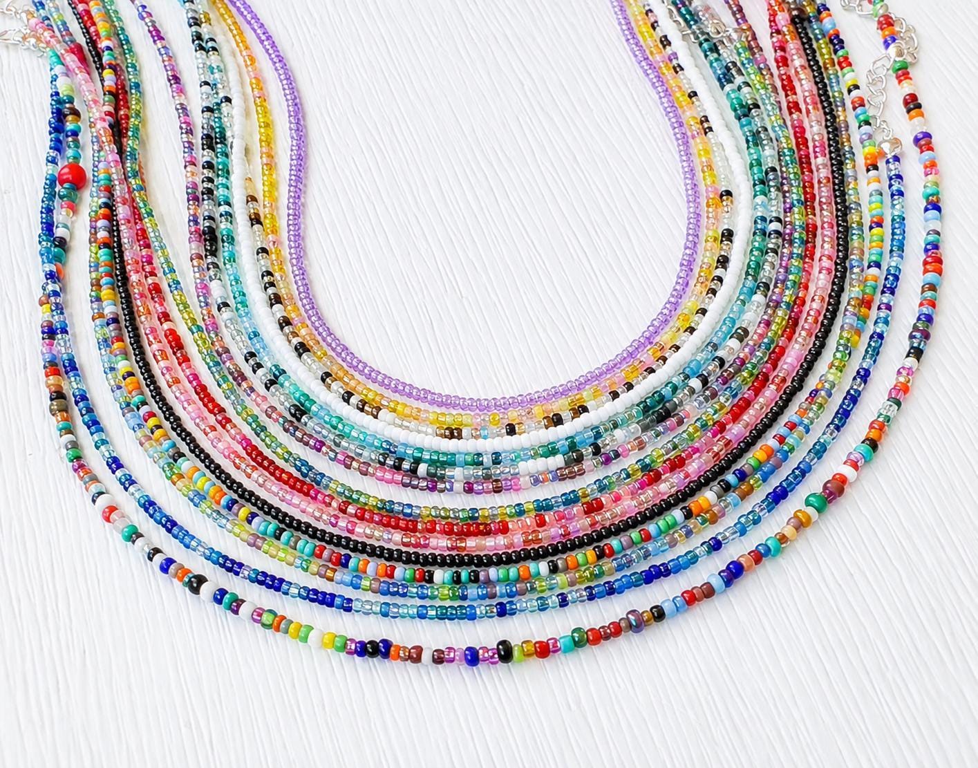 Seed Bead Necklace – Handmade Glass Choker Boho Minimalist Jewelry - Stones + Paper