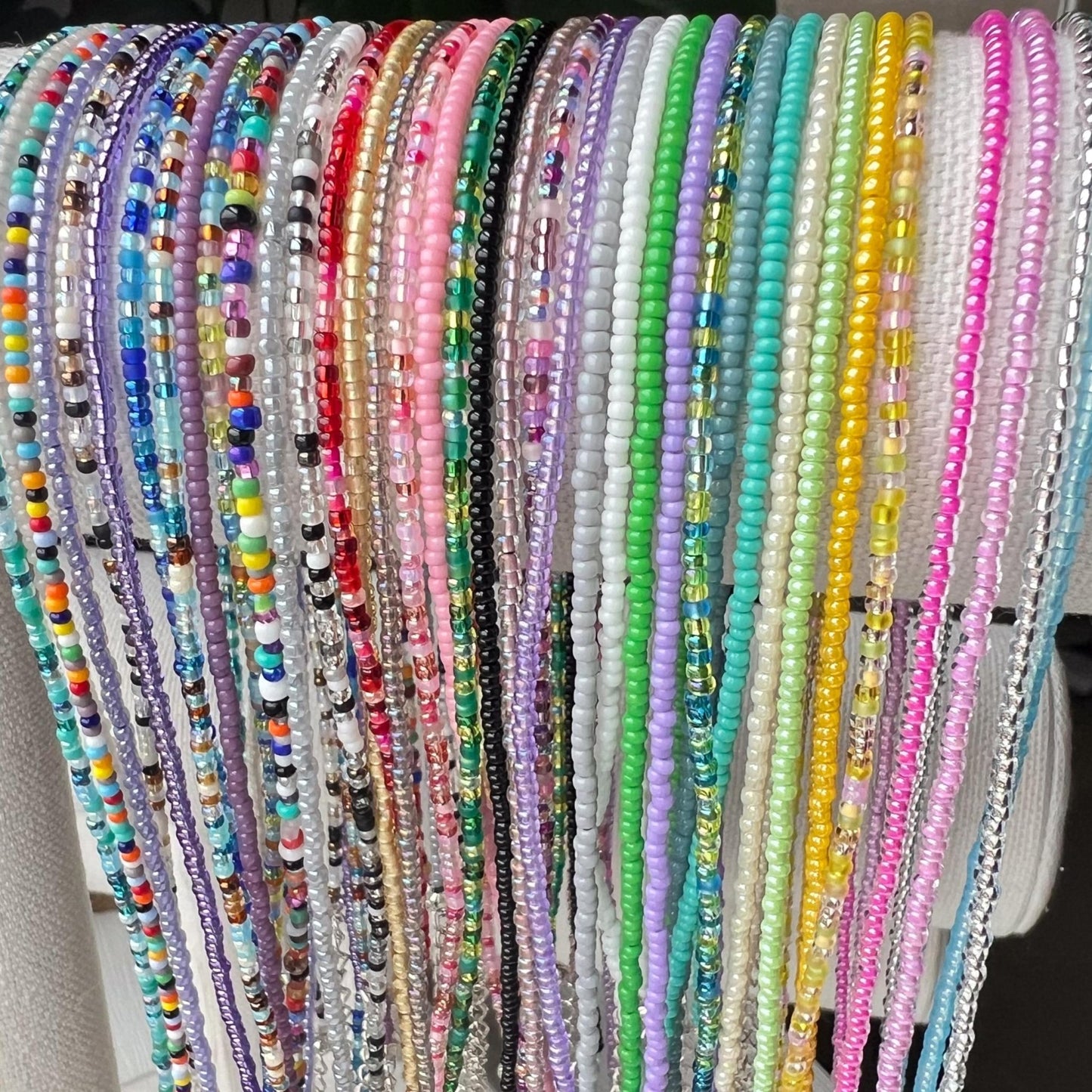 Seed Bead Necklace – Handmade Tiny Glass Beads Delicate Layering - Stones + Paper
