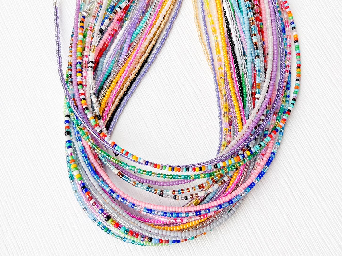 Seed Bead Necklace – Handmade Tiny Glass Beads Delicate Layering - Stones + Paper