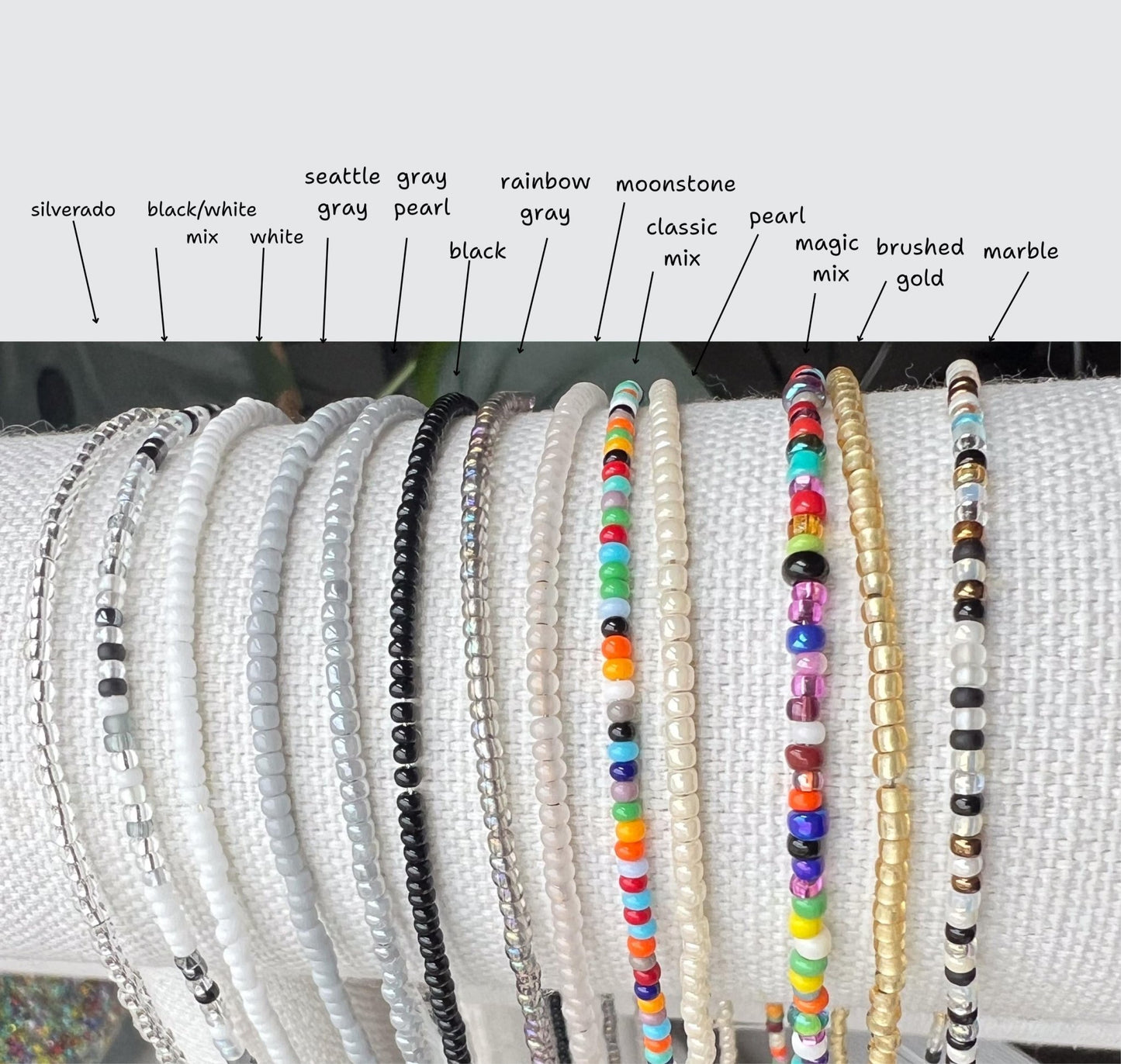 Seed Bead Necklace – Handmade Tiny Glass Beads Delicate Layering - Stones + Paper