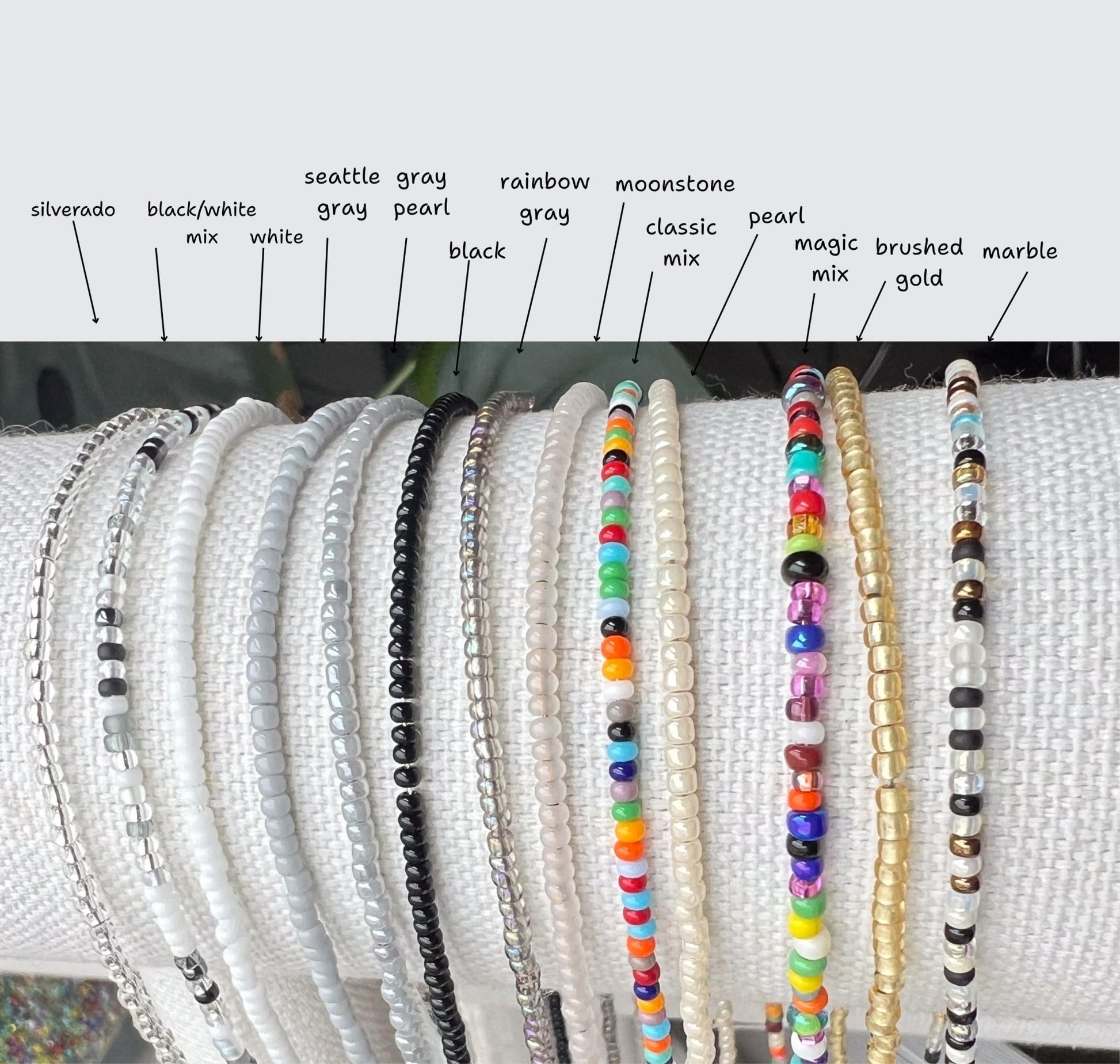 Seed Bead Necklace – Handmade Tiny Glass Beads Delicate Layering - Stones + Paper