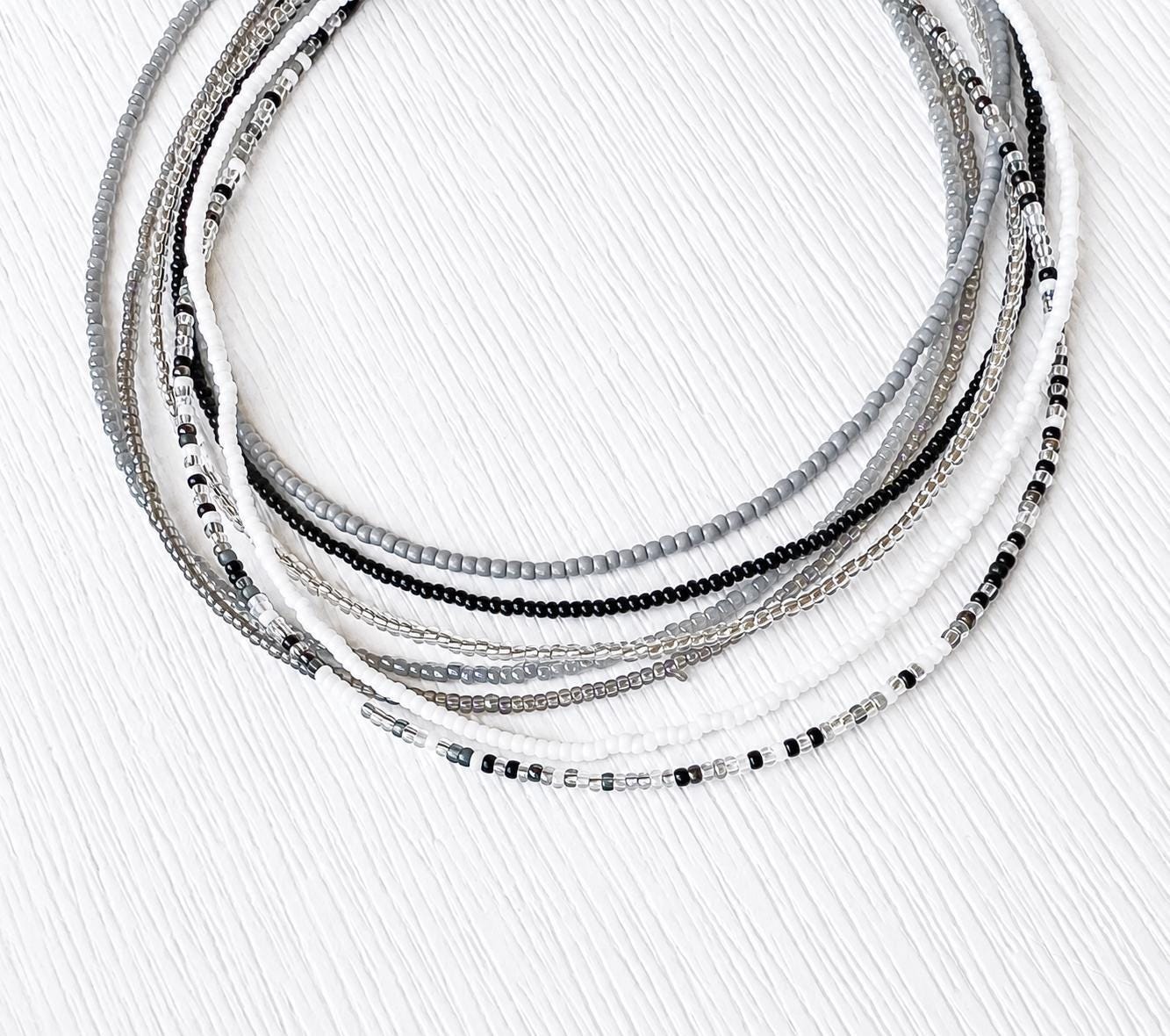 Seed Bead Necklace – Minimalist Layered Dainty Jewelry - Stones + Paper