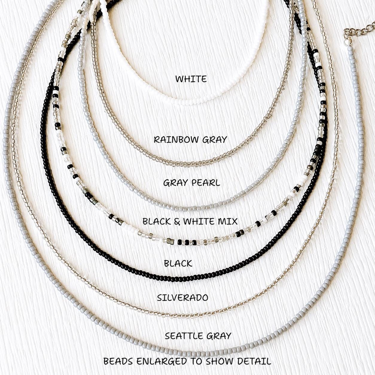 Seed Bead Necklace – Minimalist Layered Dainty Jewelry - Stones + Paper