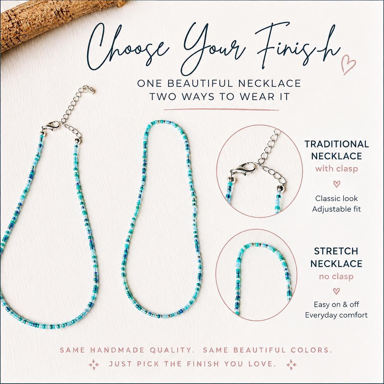 Seed Bead Necklace – Minimalist Layered Dainty Jewelry - Stones + Paper