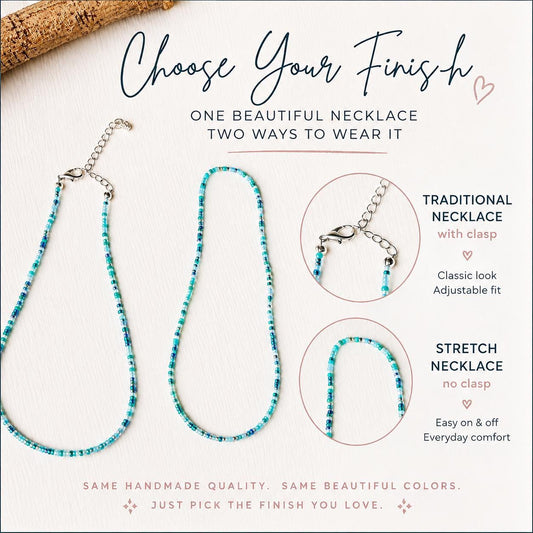 Seed Bead Necklace – Minimalist Layered Dainty Jewelry - Stones + Paper