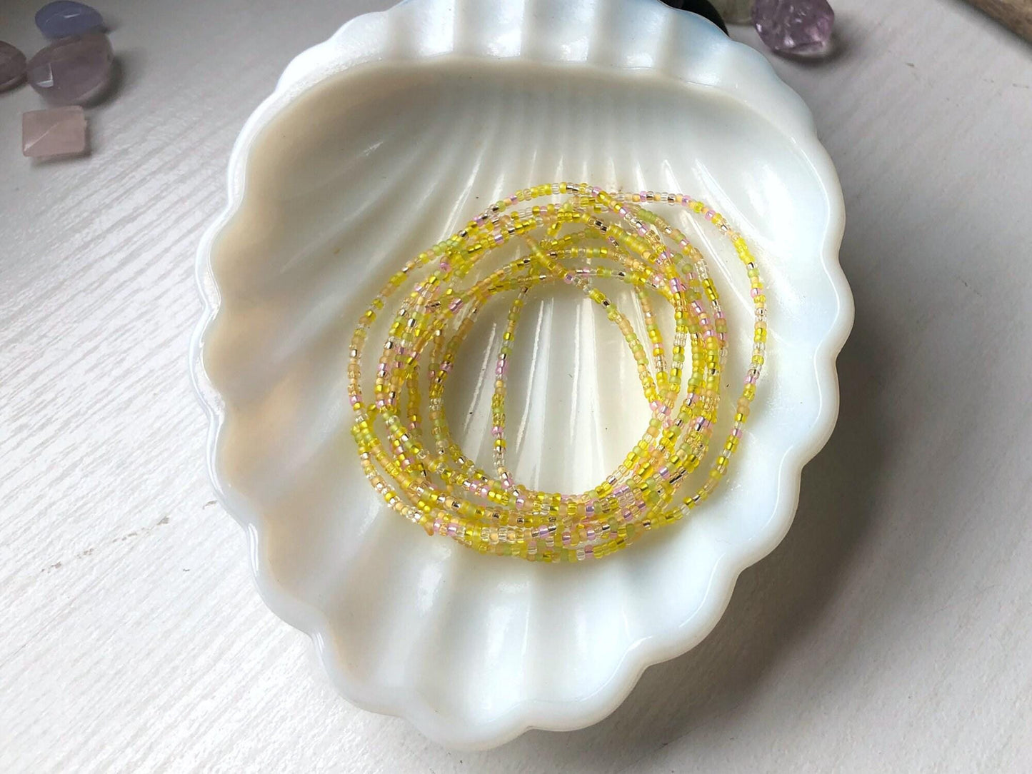 Seed Bead Wrap Bracelet – Handmade Yellow Spiral Friendship Gift - Stones + Paper