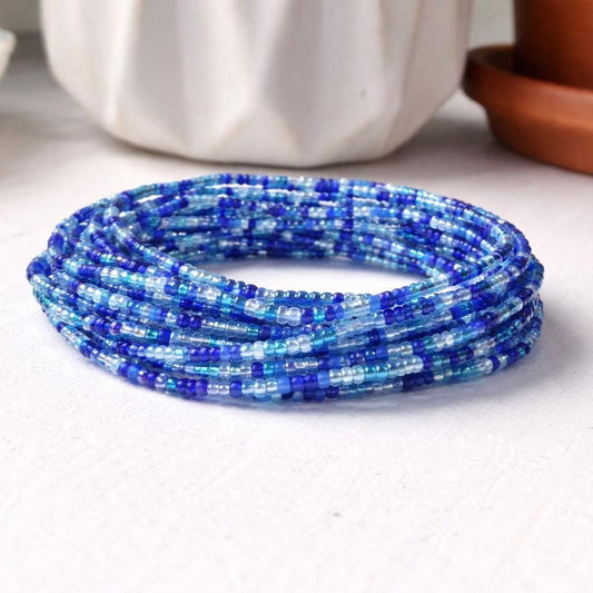 Team Spirit Bracelet – Blue Seed Bead Handmade Team Gift - Stones + Paper