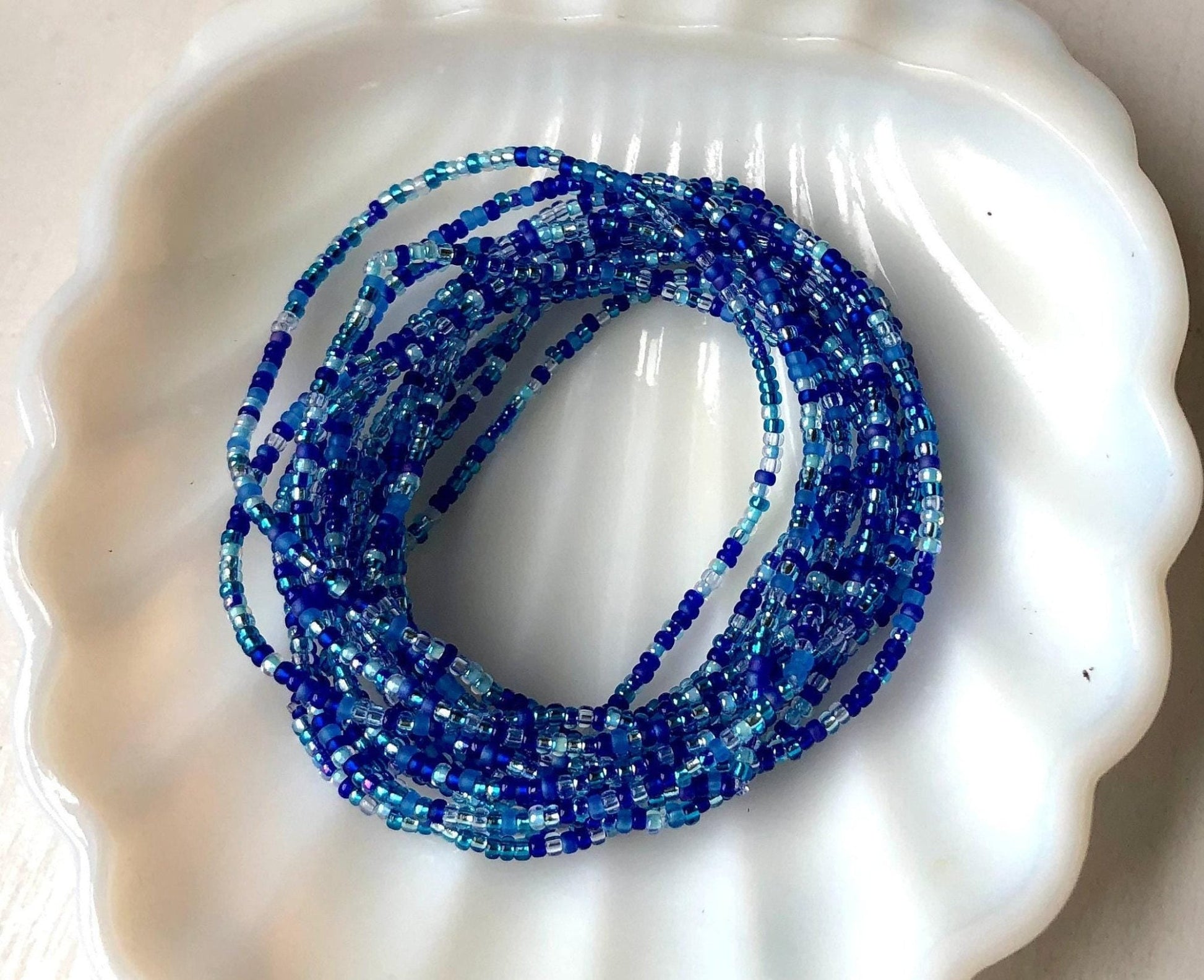 Team Spirit Bracelet – Blue Seed Bead Handmade Team Gift - Stones + Paper