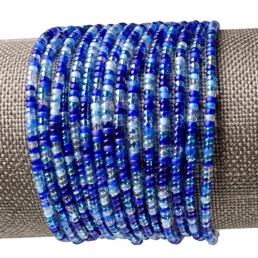 Team Spirit Bracelet – Blue Seed Bead Handmade Team Gift - Stones + Paper
