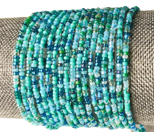 Turquoise Seed Bead Bracelet – Stackable Bohemian Jewelry for Women - Stones + Paper