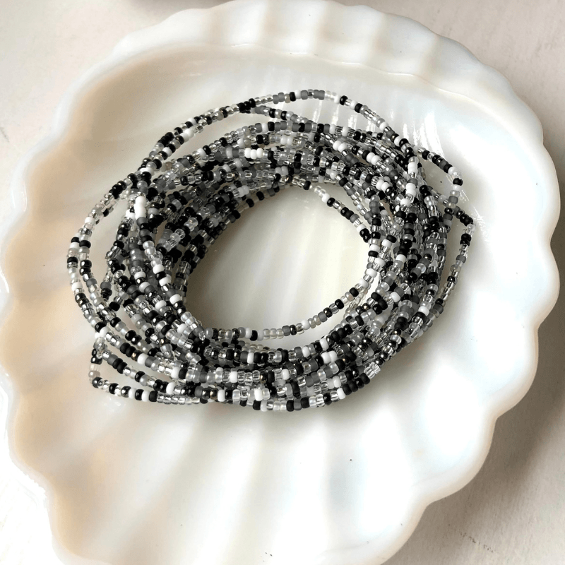 Black & White Seed Bead Bracelets - Stones + Paper
