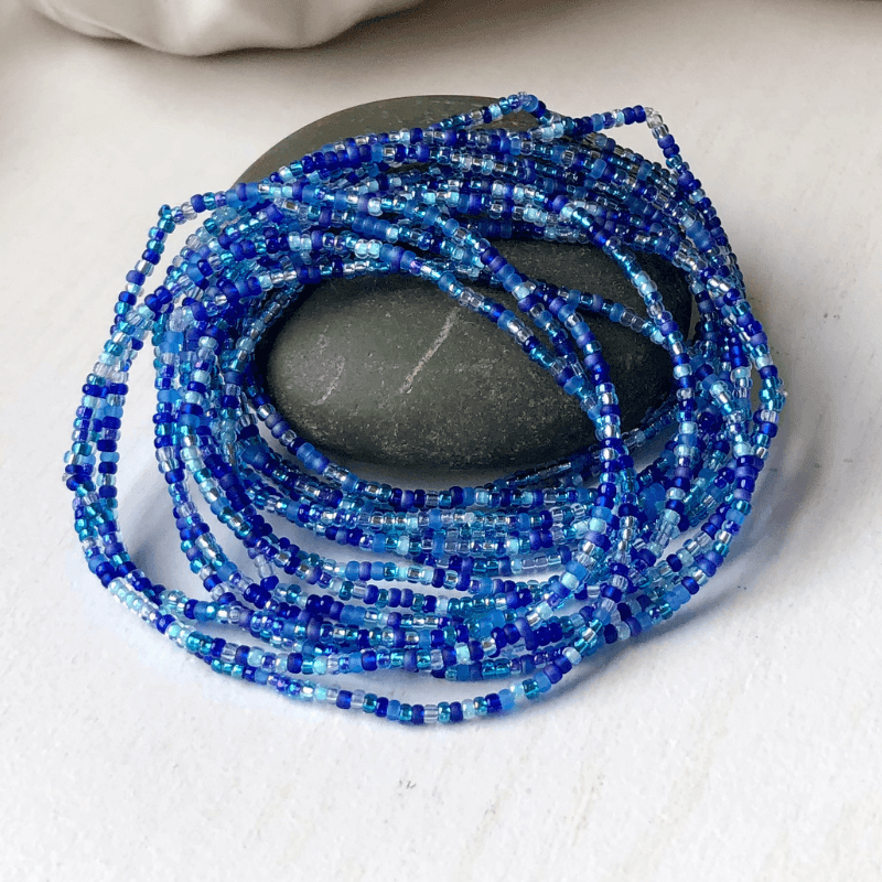 Celestial Blue Seed Bead Bracelets - Stones + Paper
