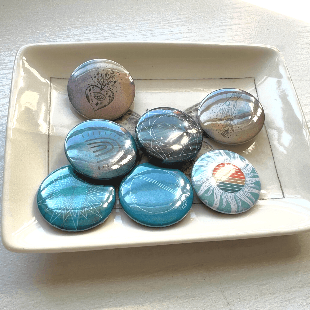 Celestial theme 1 inch pins - Stones + Paper
