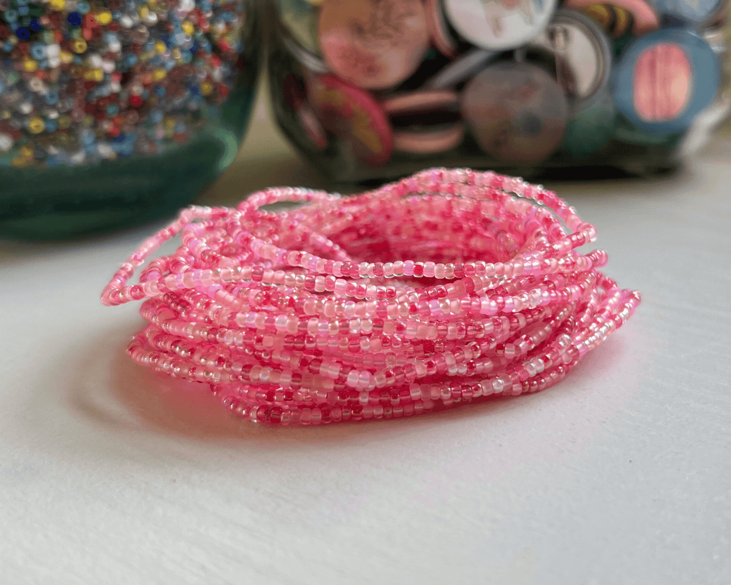 Cherry Blossom Seed Bead Stretch Bracelets - Stones + Paper