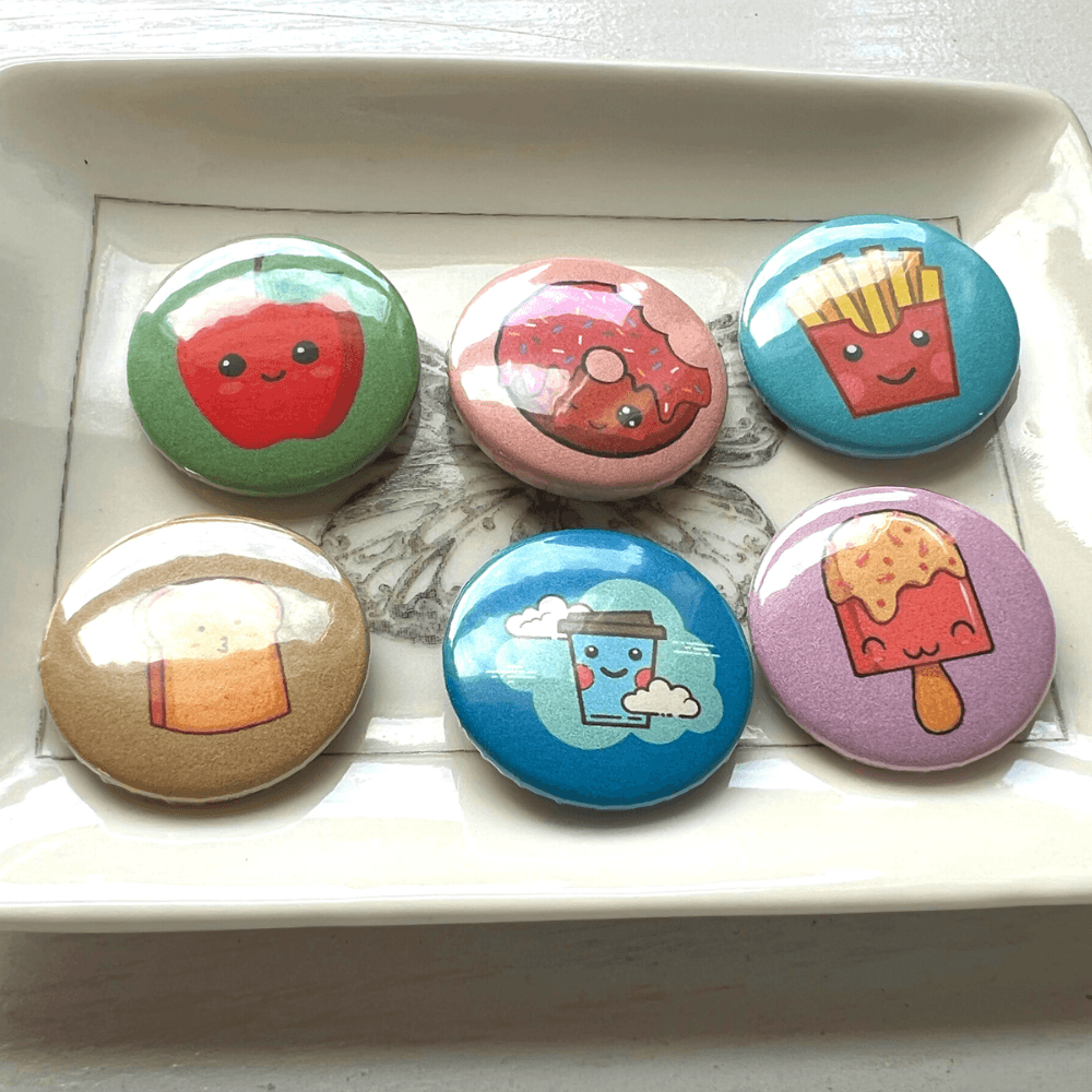 Cute Kawaii Foods 1-inch pins - Stones + Paper