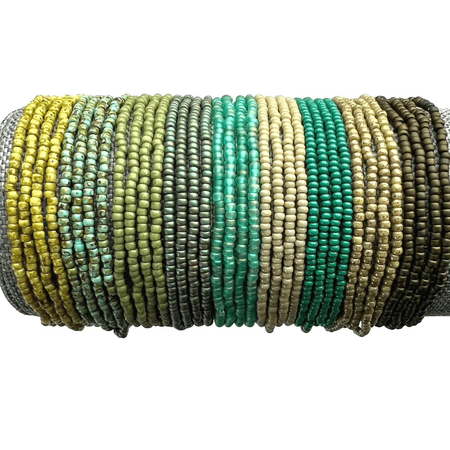 Green Collection Seed Bead Stretch Bracelets - Stones + Paper