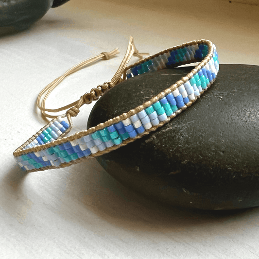 Miyuki Beaded Adjustable Bracelet - Stones + Paper