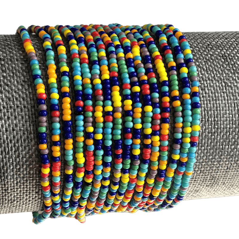 Multi Color Seed Bead Stretch Bracelets- Rainbow - Stones + Paper