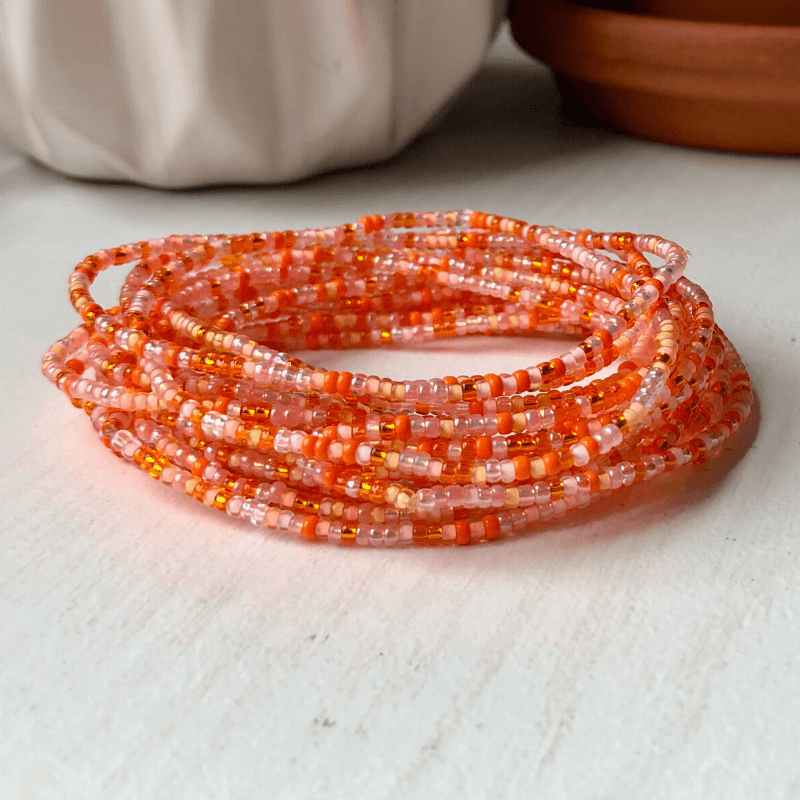 African inspired necklace orange wooden beads | NAHERI