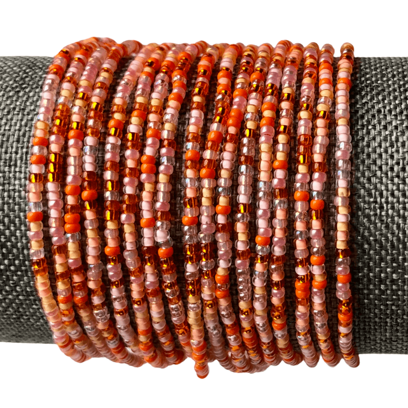 Orange Seed Bead Stretch Bracelets - Stones + Paper