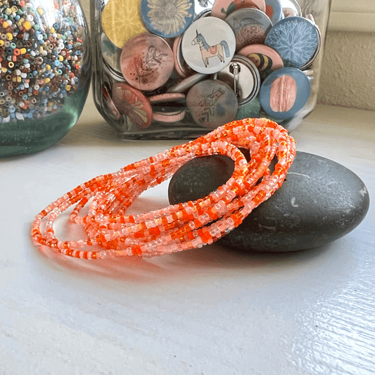 Orange Seed Bead Stretch Bracelets - Stones + Paper