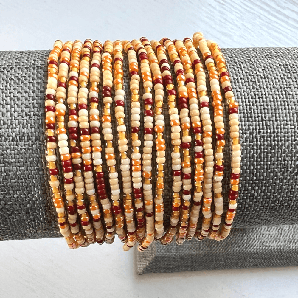 Pumpkin Spice Seed Bead Bracelets - Stones + Paper
