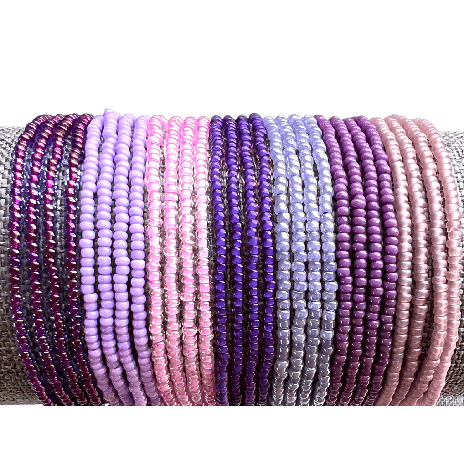 Purple Collection Seed Bead Stretch Bracelets - Stones + Paper