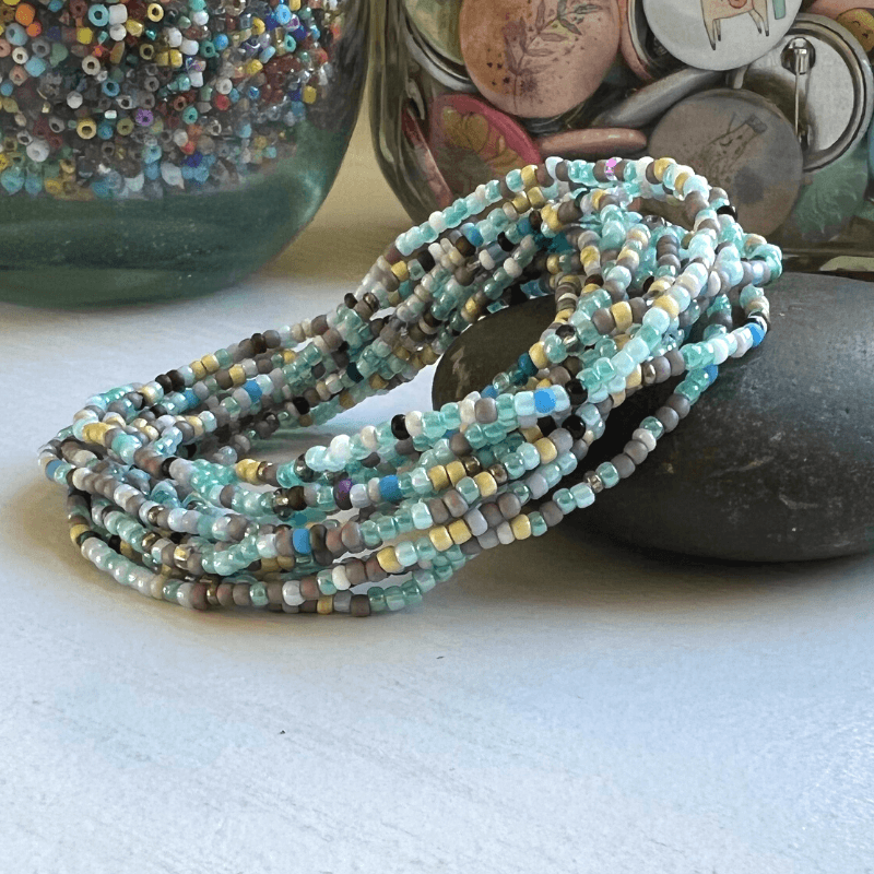 Rocky Shore Seed Bead Stretch Bracelets - Stones + Paper
