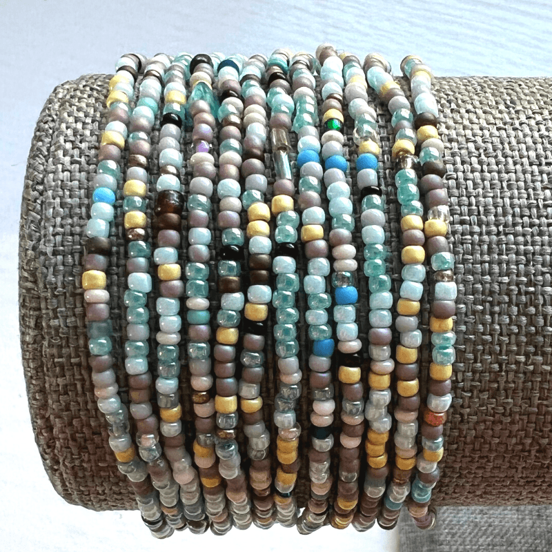 Rocky Shore Seed Bead Stretch Bracelets - Stones + Paper
