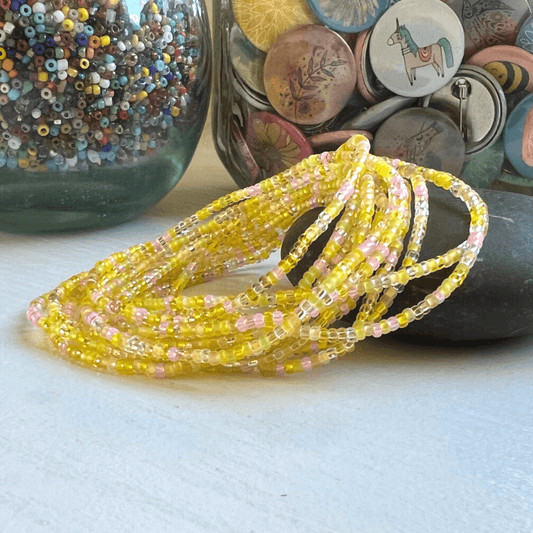 Yellow Mix Seed Bead Stretch Bracelets - Stones + Paper
