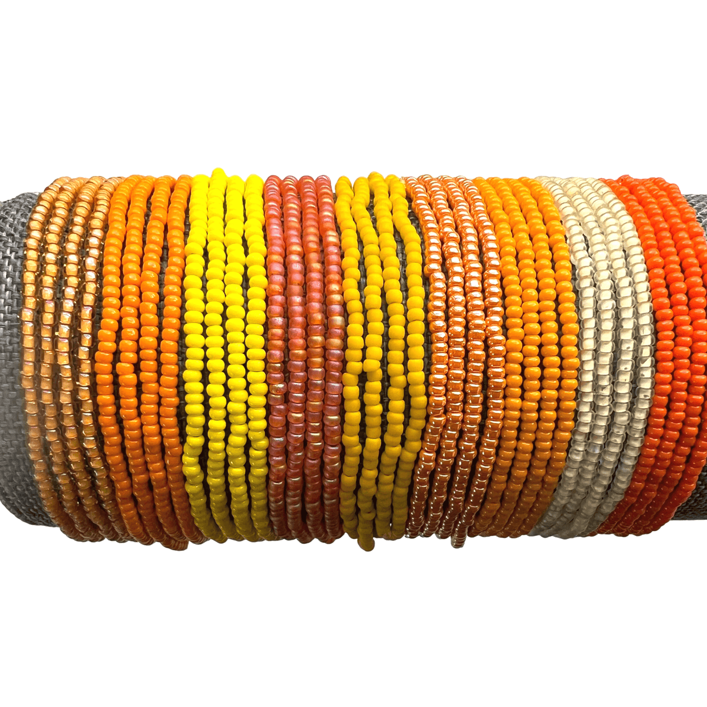 Yellow & Orange Collection Seed Bead Stretch Bracelets - Stones + Paper
